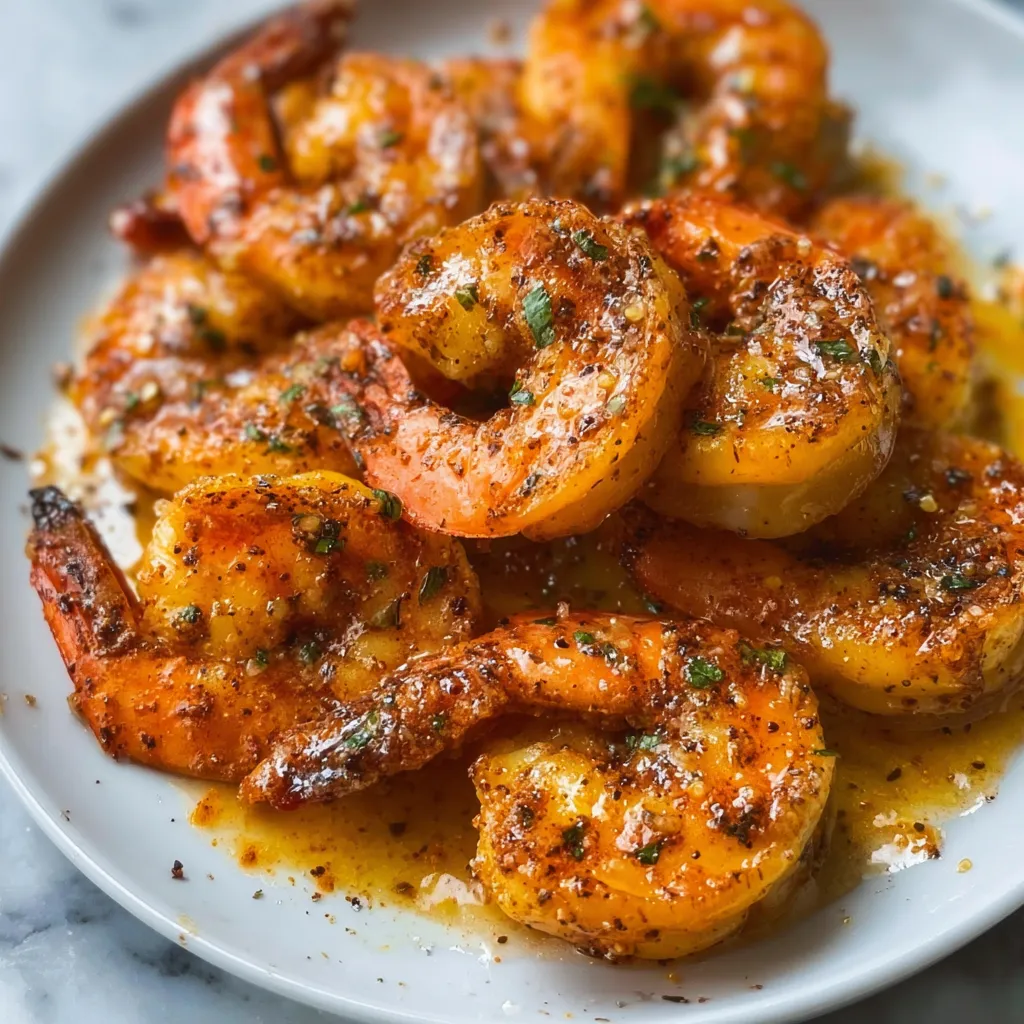 Cajun Shrimp Plated on Creamy Garlic Parmesan Grits with Fresh Herbs - tertiary view